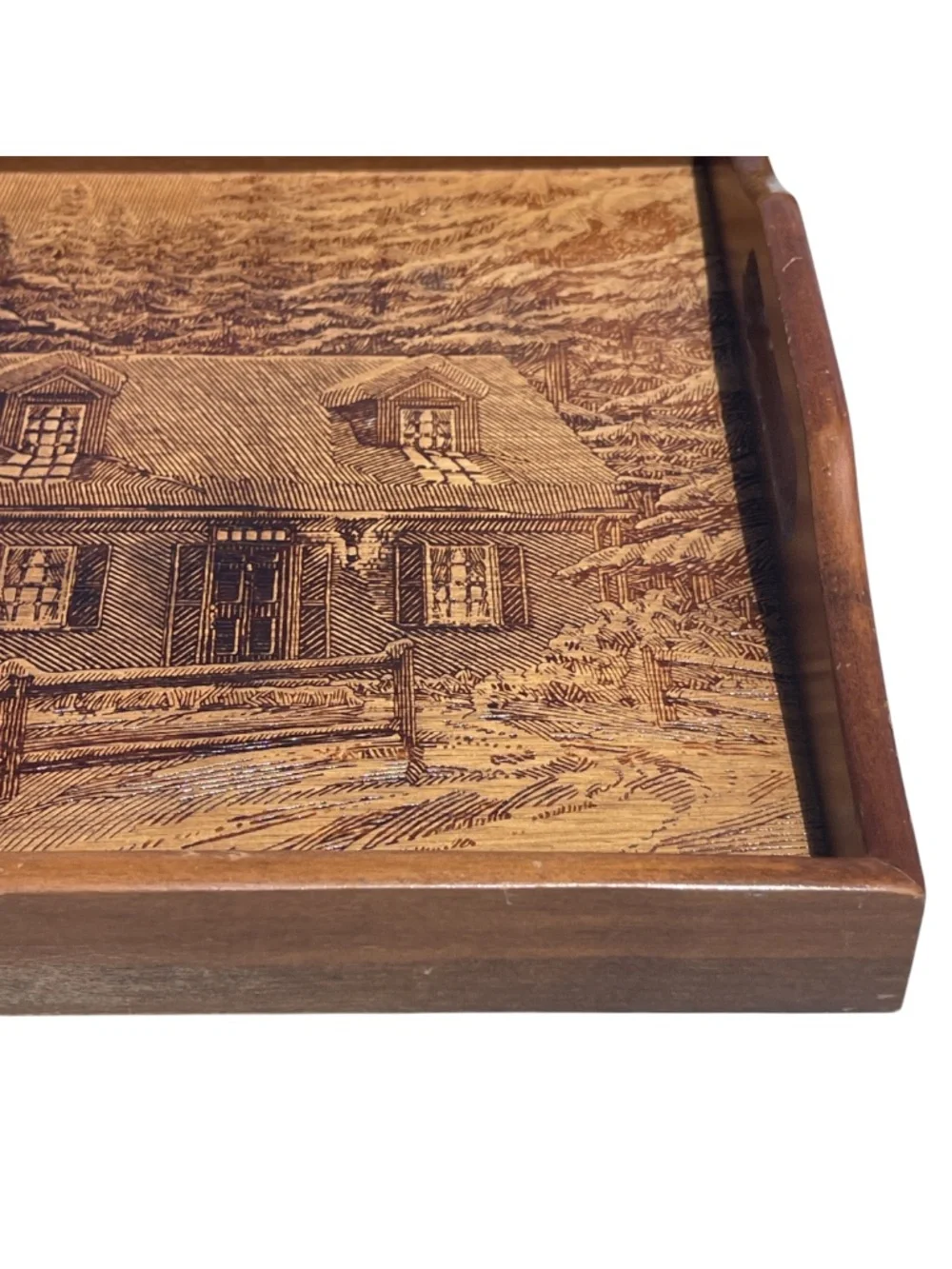 Vintage Wooden Serving Tray with Cottage Design House Of Lloyd, Inc. Wood